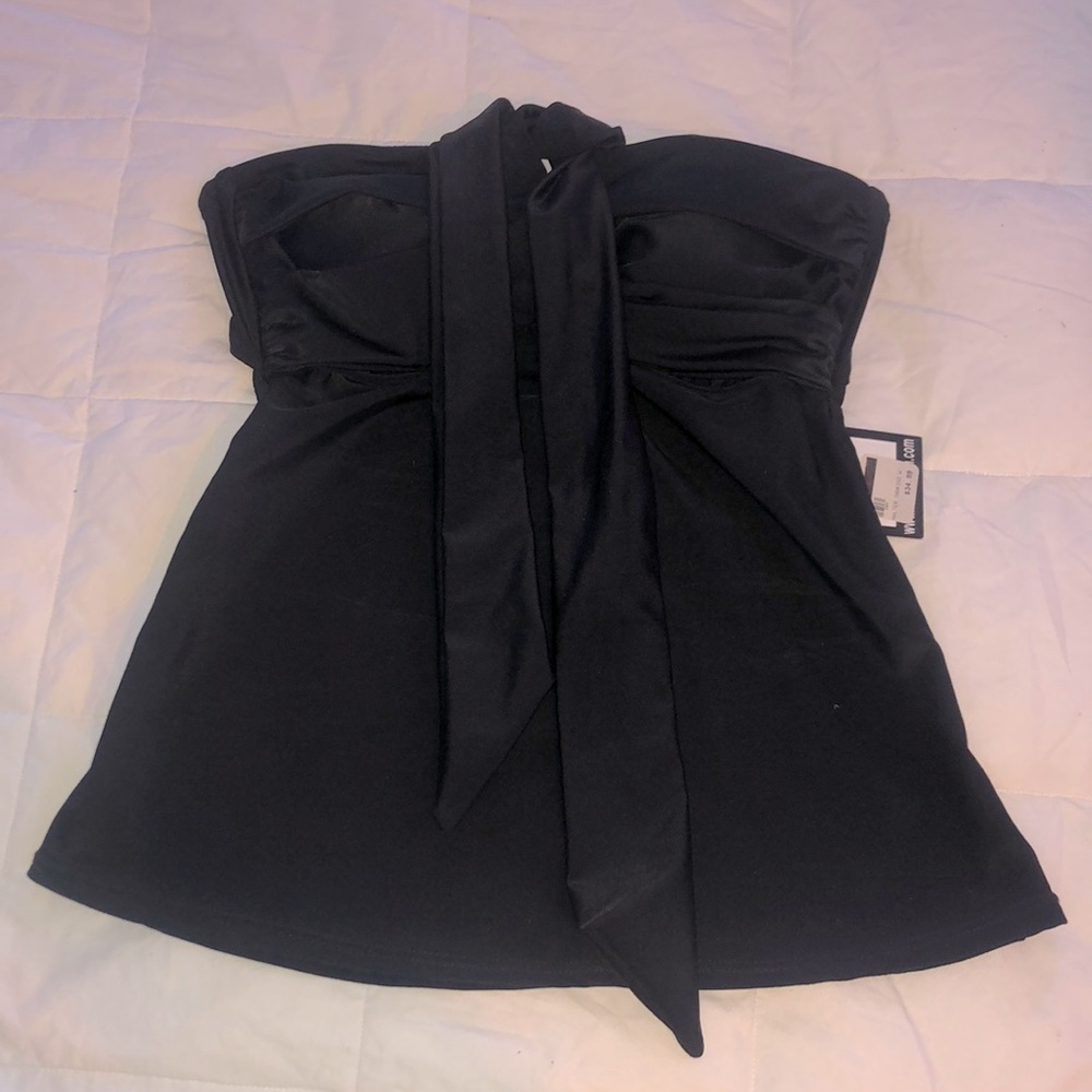 3/$20 Bundle Sale❗️ Black Strapless Padded Swim Tankini Top Sz Small NWT